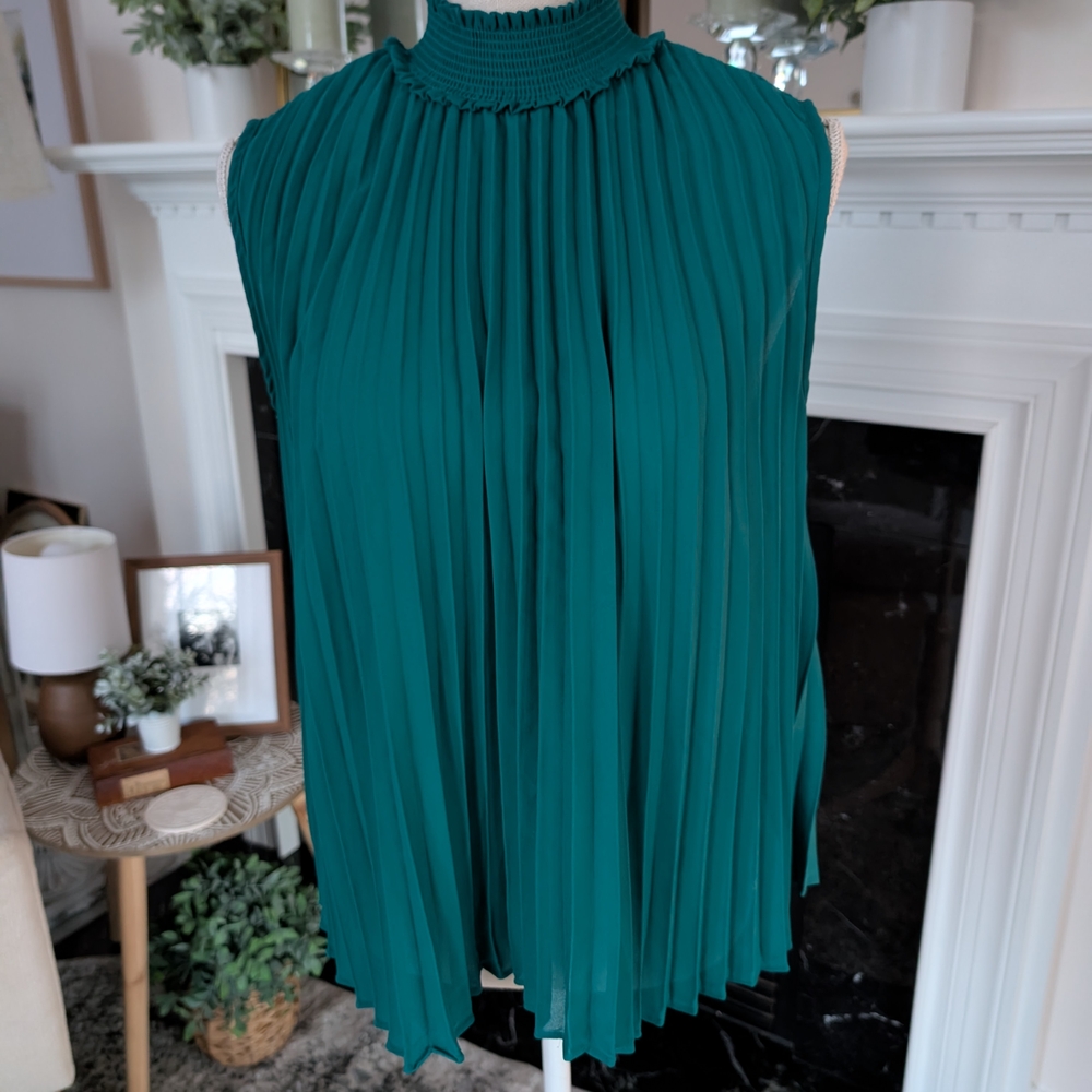 Teal Pleated Women's Top
